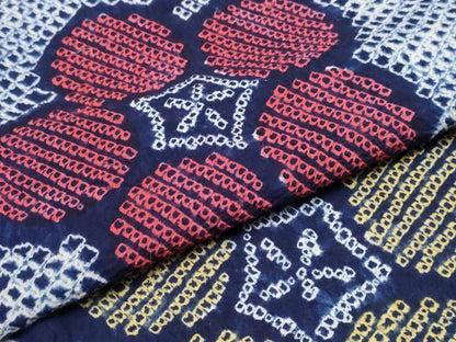 平和屋着物∴夏物　浴衣　有松鳴海絞り　枝梅文　綿　逸品　CABK5248ng
