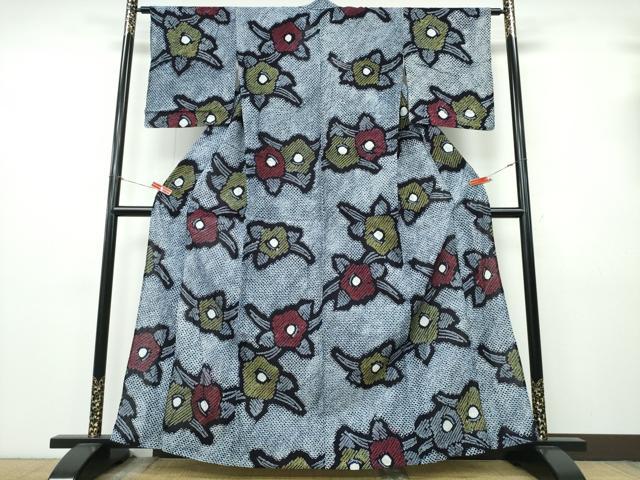 平和屋着物∴夏物　浴衣　有松鳴海絞り　椿　綿　逸品　CABK5252ng