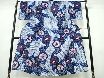 平和屋着物∴夏物　浴衣　有松鳴海絞り　朝顔　綿　逸品　CABK5253ng