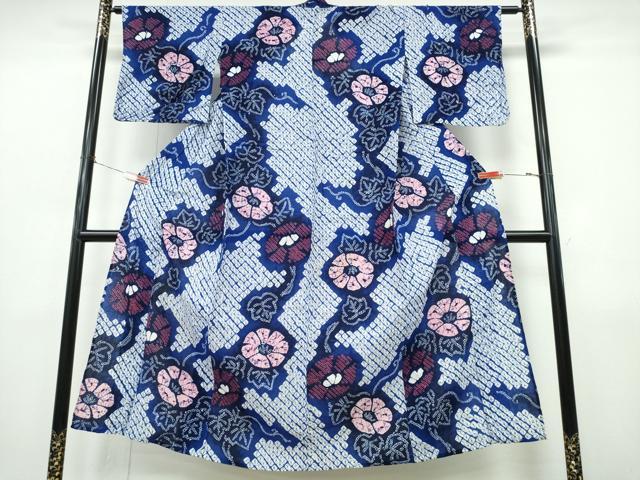 平和屋着物∴夏物　浴衣　有松鳴海絞り　朝顔　綿　逸品　CABK5253ng