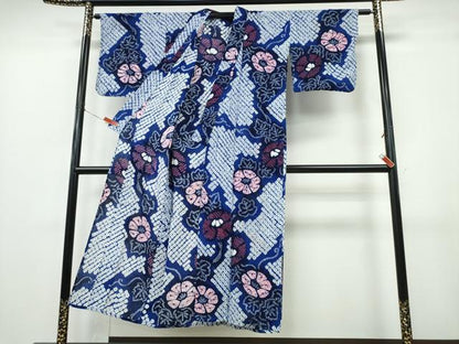 平和屋着物∴夏物　浴衣　有松鳴海絞り　朝顔　綿　逸品　CABK5253ng