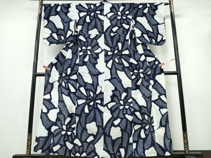 平和屋着物∴夏物　浴衣　有松鳴海絞り　舞花文　綿　逸品　CABK5256ng