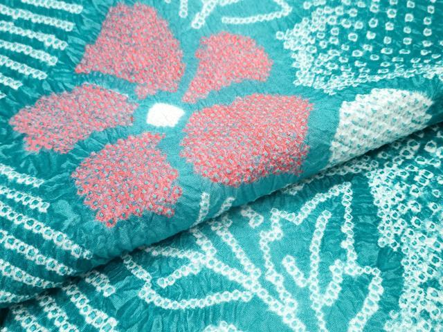 平和屋着物∴夏物　浴衣　有松鳴海絞り　流水枝花文　綿　逸品　CABK5257ng