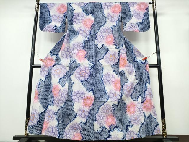 平和屋着物∴夏物　浴衣　有松鳴海絞り　舞花文　綿　逸品　CABK5259ng