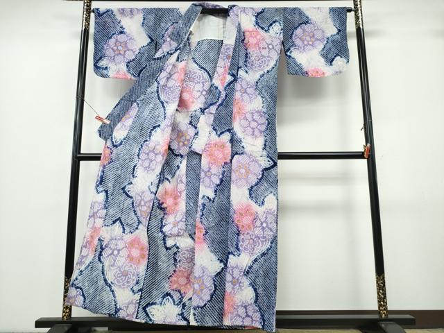 平和屋着物∴夏物　浴衣　有松鳴海絞り　舞花文　綿　逸品　CABK5259ng