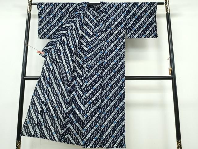 平和屋着物∴夏物　浴衣　有松鳴海絞り　斜線吉祥文　綿　逸品　CABK5260ng