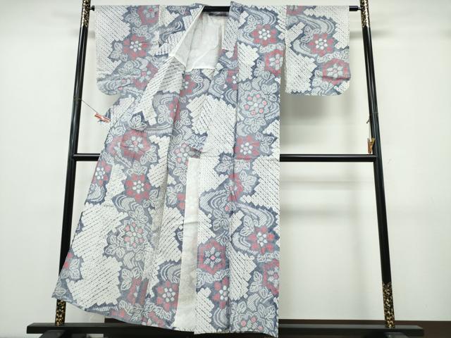 平和屋着物∴夏物　浴衣　有松鳴海絞り　流水枝葉花文　綿　逸品　CABK5261ng