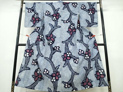 平和屋着物∴夏物　浴衣　有松鳴海絞り　草花文　綿　逸品　CABK5263ng