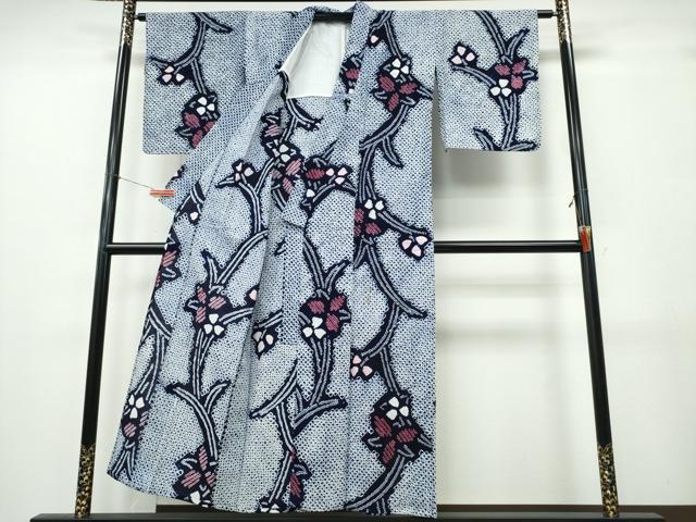 平和屋着物∴夏物　浴衣　有松鳴海絞り　草花文　綿　逸品　CABK5263ng