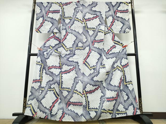 平和屋着物∴夏物　浴衣　有松鳴海絞り　抽象文様　綿　逸品　CABK5267ng