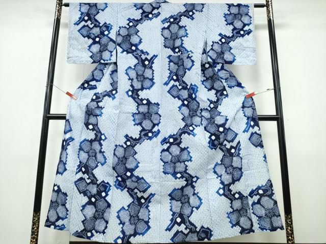 平和屋着物∴夏物　浴衣　有松鳴海絞り　枝梅文　綿　逸品　CABK5268ng