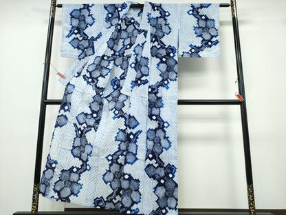 平和屋着物∴夏物　浴衣　有松鳴海絞り　枝梅文　綿　逸品　CABK5268ng