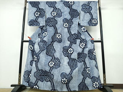 平和屋着物∴夏物　浴衣　有松鳴海絞り　枝花文　綿　逸品　CABK5269ng