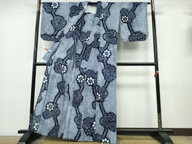 平和屋着物∴夏物　浴衣　有松鳴海絞り　枝花文　綿　逸品　CABK5269ng