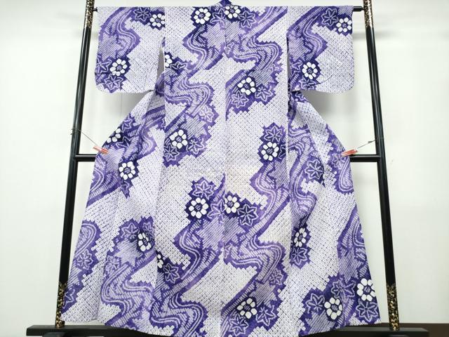 平和屋着物∴夏物　浴衣　有松鳴海絞り　竜田川花文　綿　逸品　CABK5271ng