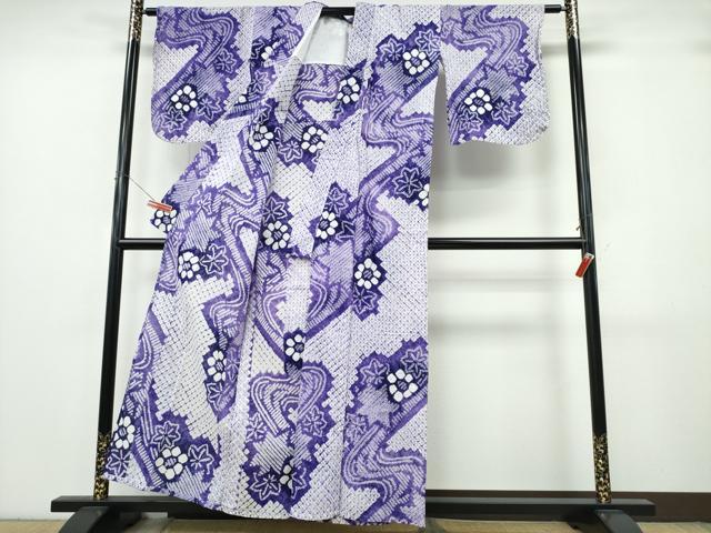 平和屋着物∴夏物　浴衣　有松鳴海絞り　竜田川花文　綿　逸品　CABK5271ng