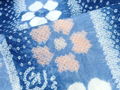 平和屋着物∴夏物　浴衣　有松鳴海絞り　短冊花文　綿　逸品　CABK5272ng