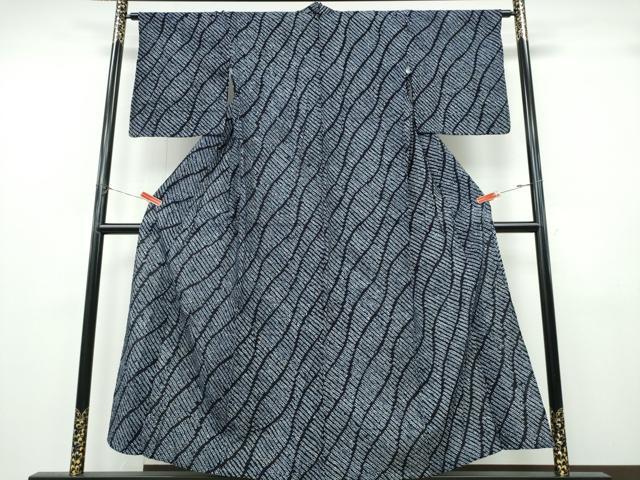 平和屋着物∴夏物　浴衣　有松鳴海絞り　斜線文　綿　逸品　CABK5273ng