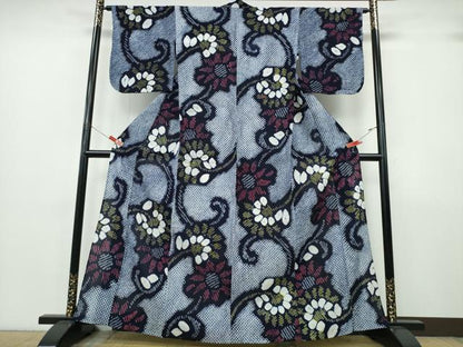 平和屋着物∴夏物　浴衣　有松鳴海絞り　菊唐草文　綿　逸品　CABK5275ng