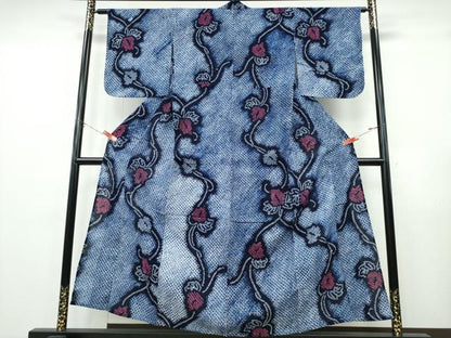 平和屋着物∴夏物　浴衣　有松鳴海絞り　花唐草文　綿　逸品　CABK5276ng