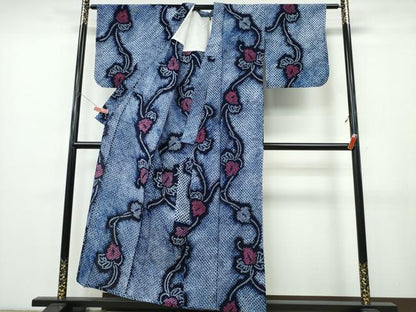 平和屋着物∴夏物　浴衣　有松鳴海絞り　花唐草文　綿　逸品　CABK5276ng