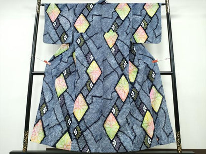 平和屋着物∴夏物　浴衣　有松鳴海絞り　花菱文　綿　逸品　CABK5279ng