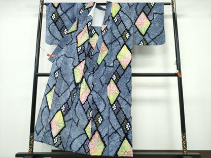 平和屋着物∴夏物　浴衣　有松鳴海絞り　花菱文　綿　逸品　CABK5279ng