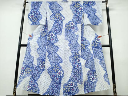 平和屋着物∴夏物　浴衣　有松鳴海絞り　色紙吉祥花文　綿　逸品　CABK5286ng