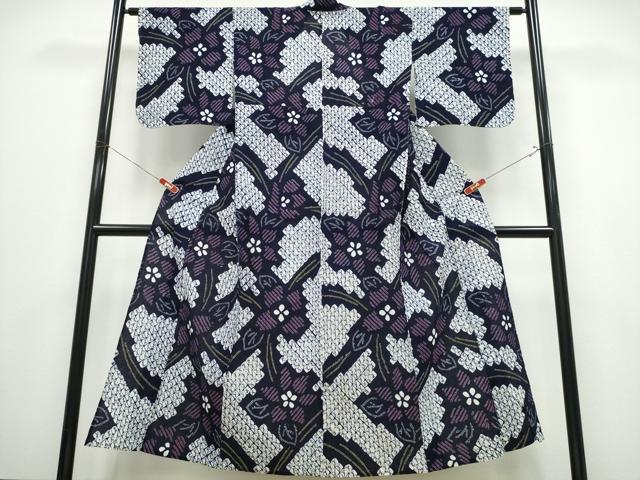平和屋着物∴夏物　浴衣　有松鳴海絞り　草花文　綿　逸品　CABK5287ng