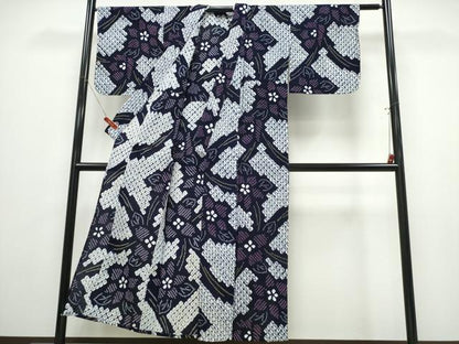 平和屋着物∴夏物　浴衣　有松鳴海絞り　草花文　綿　逸品　CABK5287ng
