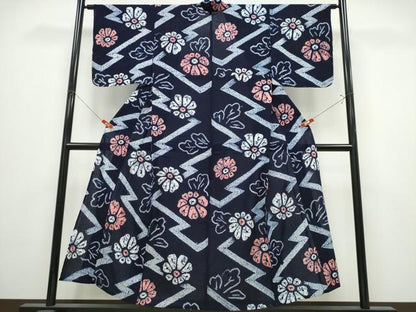 平和屋着物∴夏物　浴衣　有松鳴海絞り　流水菊文　綿　逸品　未使用　CABK5288ng