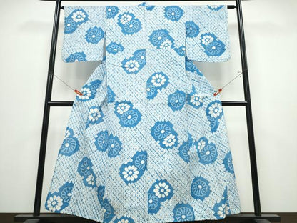 平和屋着物∴夏物　浴衣　有松鳴海絞り　舞菊文　綿　逸品　CABK5289ng