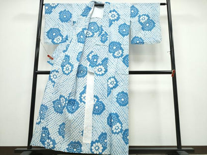 平和屋着物∴夏物　浴衣　有松鳴海絞り　舞菊文　綿　逸品　CABK5289ng
