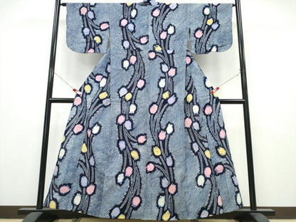 平和屋着物∴夏物　浴衣　有松鳴海絞り　チューリップ　綿　逸品　CABK5292cng