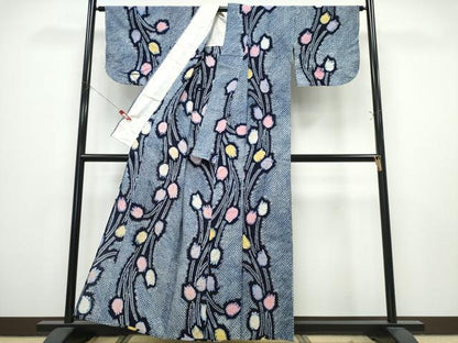 平和屋着物∴夏物　浴衣　有松鳴海絞り　チューリップ　綿　逸品　CABK5292cng