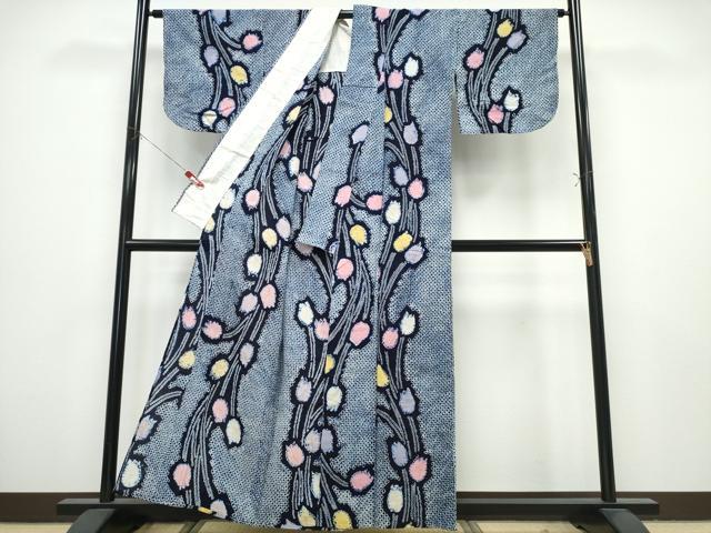 平和屋着物∴夏物　浴衣　有松鳴海絞り　チューリップ　綿　逸品　CABK5292cng