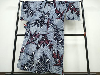 平和屋着物∴夏物　浴衣　有松鳴海絞り　斜線草花文　綿　逸品　CABK5296ng
