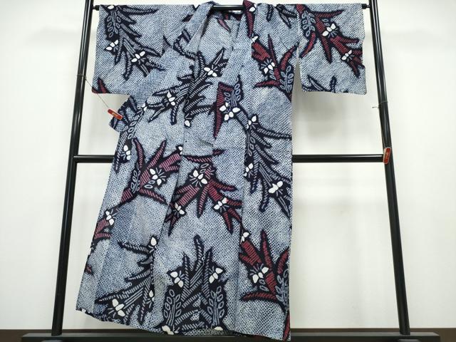 平和屋着物∴夏物　浴衣　有松鳴海絞り　斜線草花文　綿　逸品　CABK5296ng