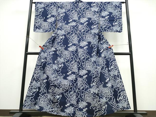 平和屋着物∴夏物　浴衣　注染　手縫い　乱菊　綿　逸品　CABK5302ng