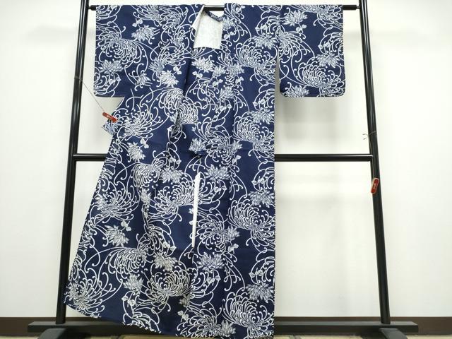 平和屋着物∴夏物　浴衣　注染　手縫い　乱菊　綿　逸品　CABK5302ng