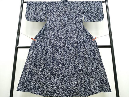 平和屋着物∴夏物　浴衣　注染　手縫い　水辺草木文　綿　逸品　CABK5307ng