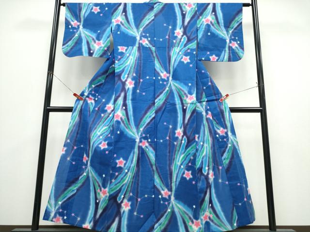 平和屋着物∴夏物　浴衣　注染　手縫い　星座　綿　逸品　CABK5311ng