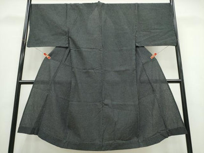 平和屋着物∴夏物　男性　浴衣　十字絣文様　黒地　綿　逸品　CABK5314ng
