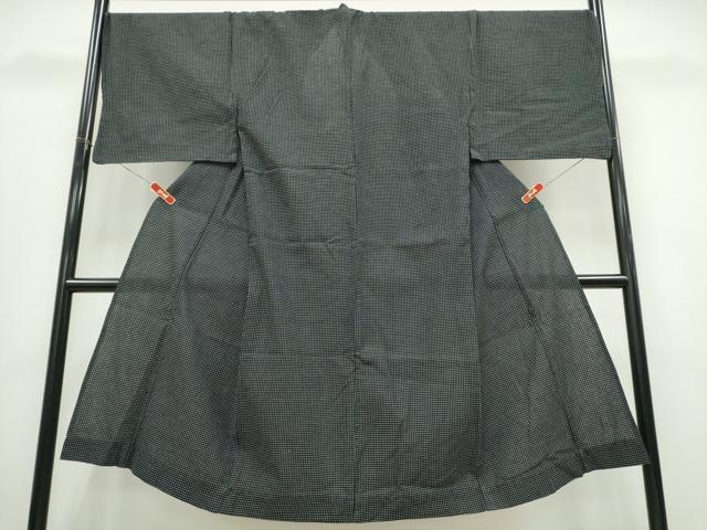 平和屋着物∴夏物　男性　浴衣　十字絣文様　黒地　綿　逸品　CABK5314ng