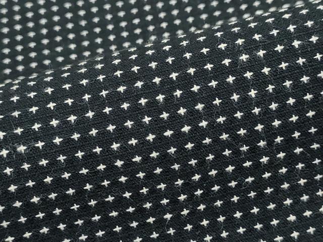 平和屋着物∴夏物　男性　浴衣　十字絣文様　黒地　綿　逸品　CABK5314ng