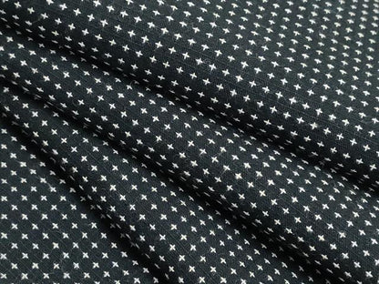 平和屋着物∴夏物　男性　浴衣　十字絣文様　黒地　綿　逸品　CABK5314ng