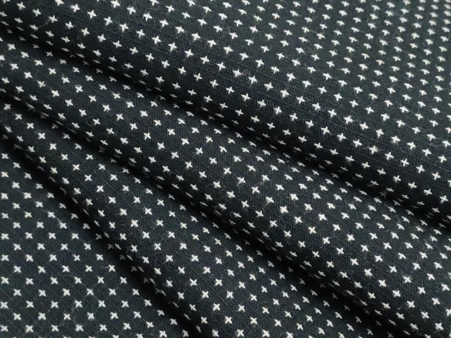 平和屋着物∴夏物　男性　浴衣　十字絣文様　黒地　綿　逸品　CABK5314ng