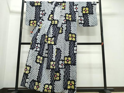 平和屋着物∴夏物　浴衣　有松鳴海絞り　立涌花文　綿　逸品　CABK5321ng