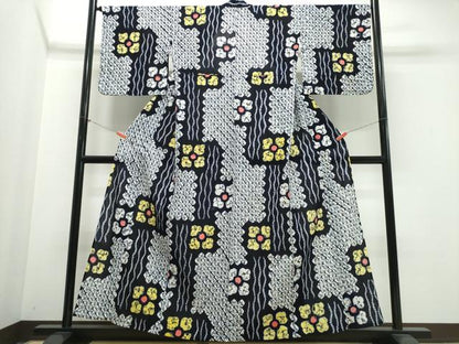 平和屋着物∴夏物　浴衣　有松鳴海絞り　立涌花文　綿　逸品　CABK5321ng