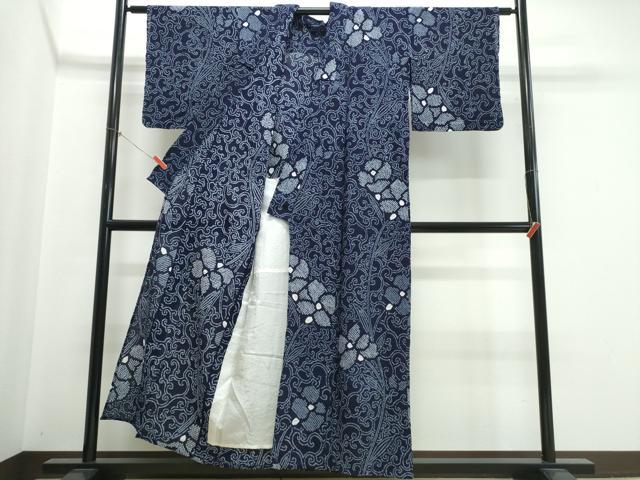 平和屋着物∴夏物　浴衣　有松鳴海絞り　花唐草文　綿　逸品　CABK5324ng